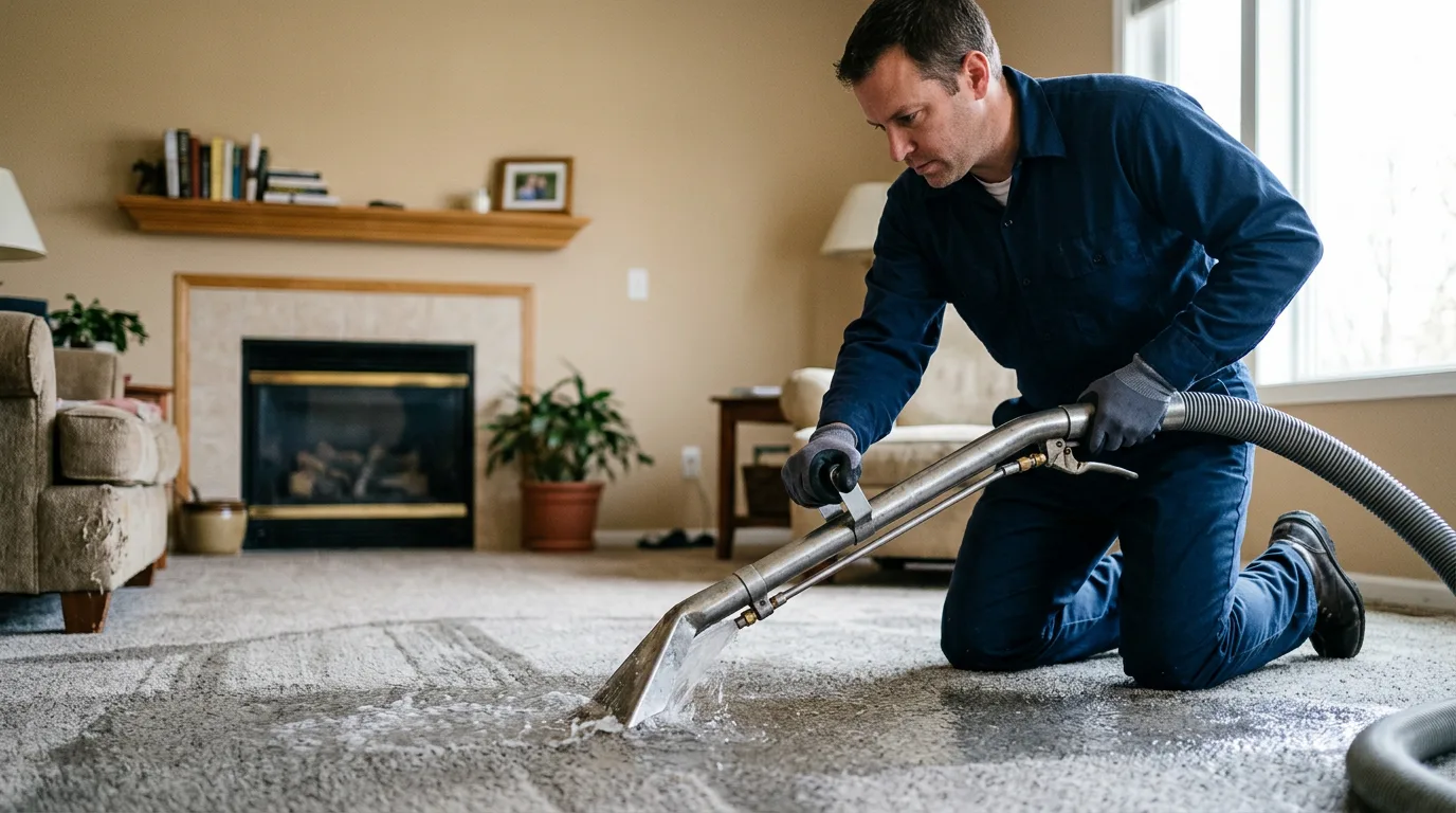 Water damage restoration technician working near Lamar, MS